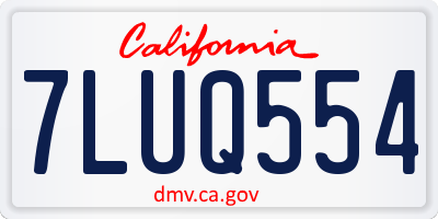 CA license plate 7LUQ554