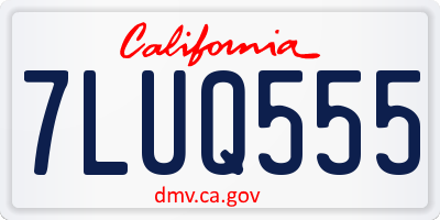 CA license plate 7LUQ555