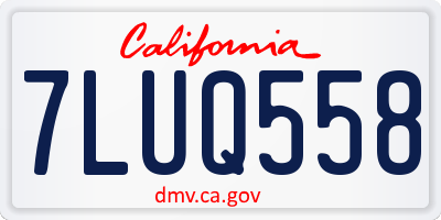 CA license plate 7LUQ558
