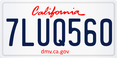 CA license plate 7LUQ560