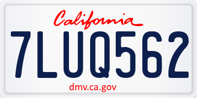 CA license plate 7LUQ562