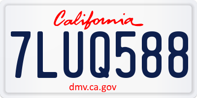 CA license plate 7LUQ588