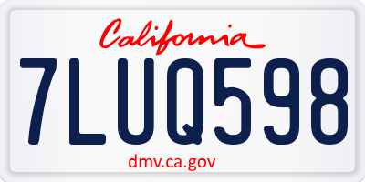 CA license plate 7LUQ598