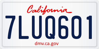 CA license plate 7LUQ601