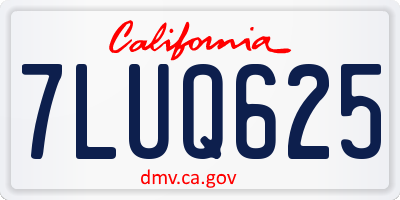 CA license plate 7LUQ625