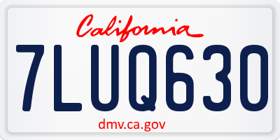 CA license plate 7LUQ630