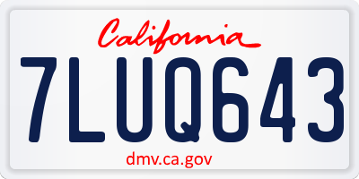 CA license plate 7LUQ643