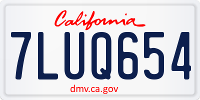 CA license plate 7LUQ654