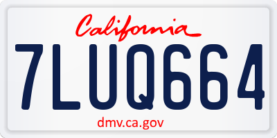 CA license plate 7LUQ664