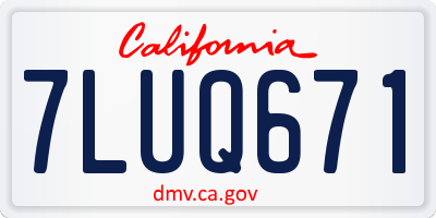 CA license plate 7LUQ671