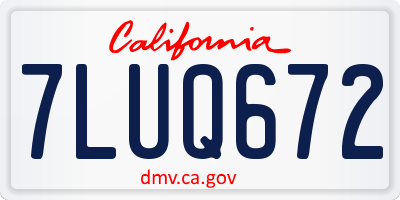 CA license plate 7LUQ672