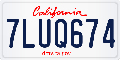 CA license plate 7LUQ674