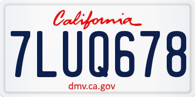 CA license plate 7LUQ678