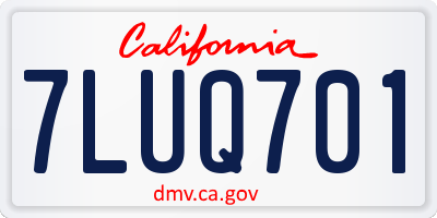 CA license plate 7LUQ701