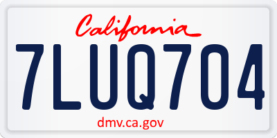 CA license plate 7LUQ704