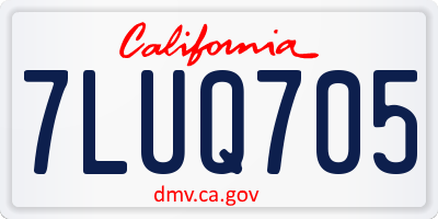 CA license plate 7LUQ705