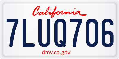 CA license plate 7LUQ706