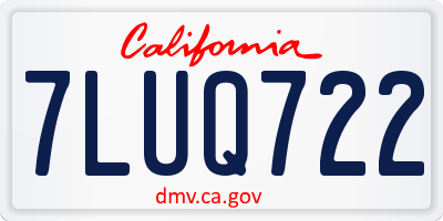 CA license plate 7LUQ722