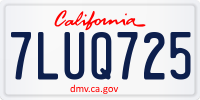 CA license plate 7LUQ725
