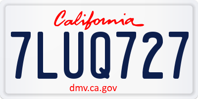 CA license plate 7LUQ727