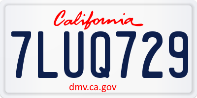 CA license plate 7LUQ729