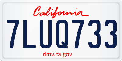 CA license plate 7LUQ733
