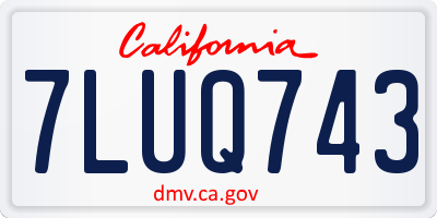 CA license plate 7LUQ743