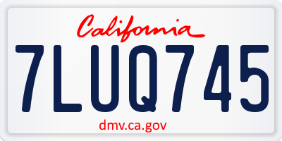 CA license plate 7LUQ745