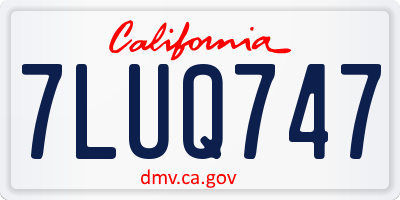 CA license plate 7LUQ747