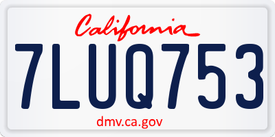 CA license plate 7LUQ753
