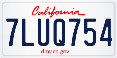 CA license plate 7LUQ754