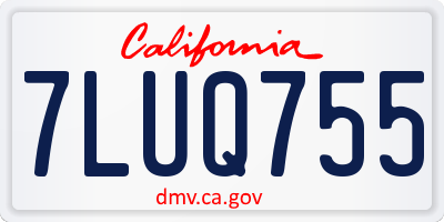 CA license plate 7LUQ755