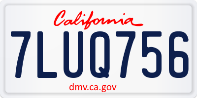 CA license plate 7LUQ756