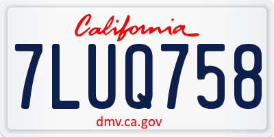 CA license plate 7LUQ758