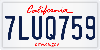 CA license plate 7LUQ759