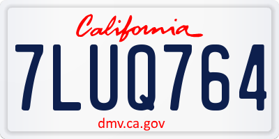 CA license plate 7LUQ764