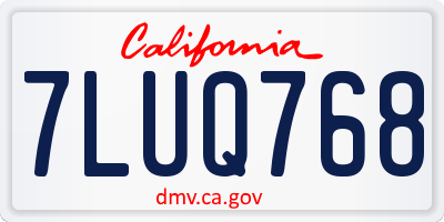 CA license plate 7LUQ768