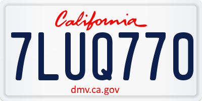 CA license plate 7LUQ770