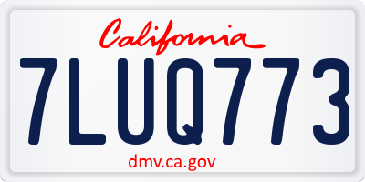 CA license plate 7LUQ773