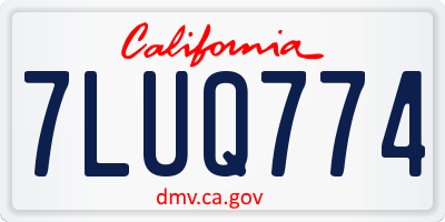 CA license plate 7LUQ774