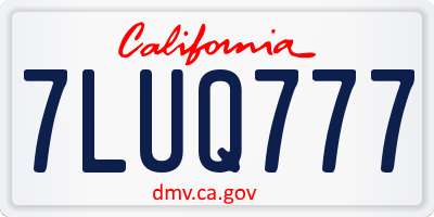 CA license plate 7LUQ777