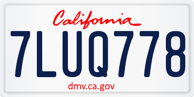 CA license plate 7LUQ778