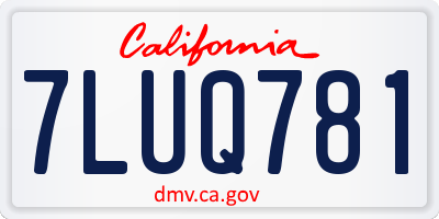 CA license plate 7LUQ781