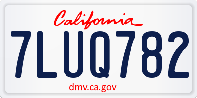 CA license plate 7LUQ782