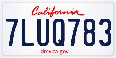 CA license plate 7LUQ783
