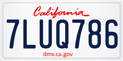 CA license plate 7LUQ786