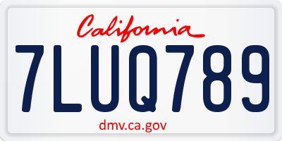 CA license plate 7LUQ789