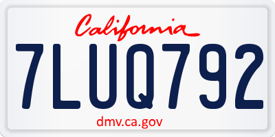 CA license plate 7LUQ792