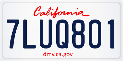 CA license plate 7LUQ801