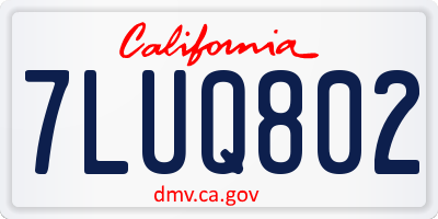 CA license plate 7LUQ802